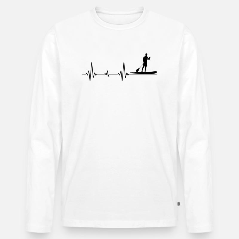Paddleboarding Paddleboard Paddel Herzschlag - Männer Premium Bio Langarmshirt - Weiß