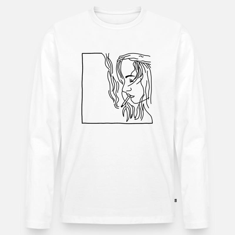 Smoke Rauchen Zigarette - Männer Premium Bio Langarmshirt - Weiß