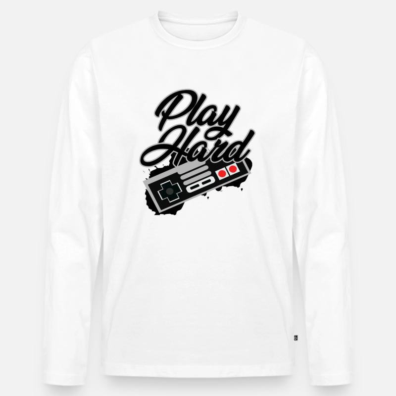 Play Hard G/S - Männer Premium Bio Langarmshirt - Weiß