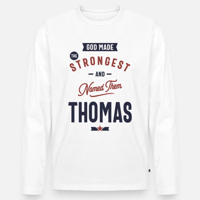 Thomas - Männer Premium Bio Langarmshirt - Weiß