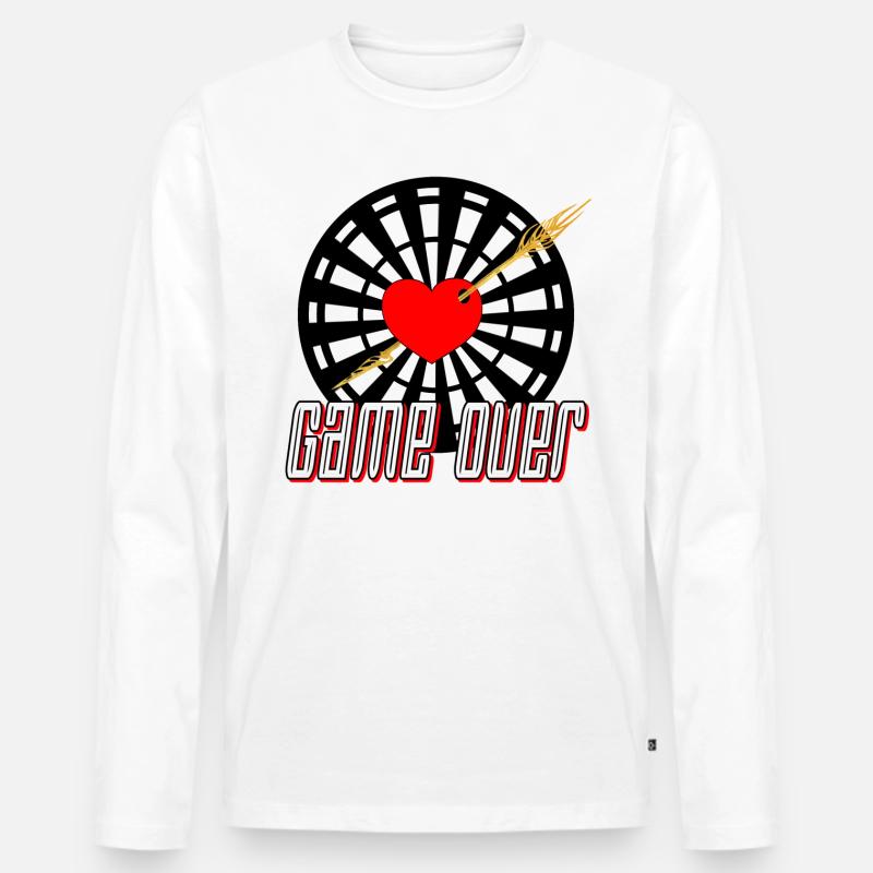 Dartscheibe mit Pfeil im Herz Game over - Männer Premium Bio Langarmshirt - Weiß