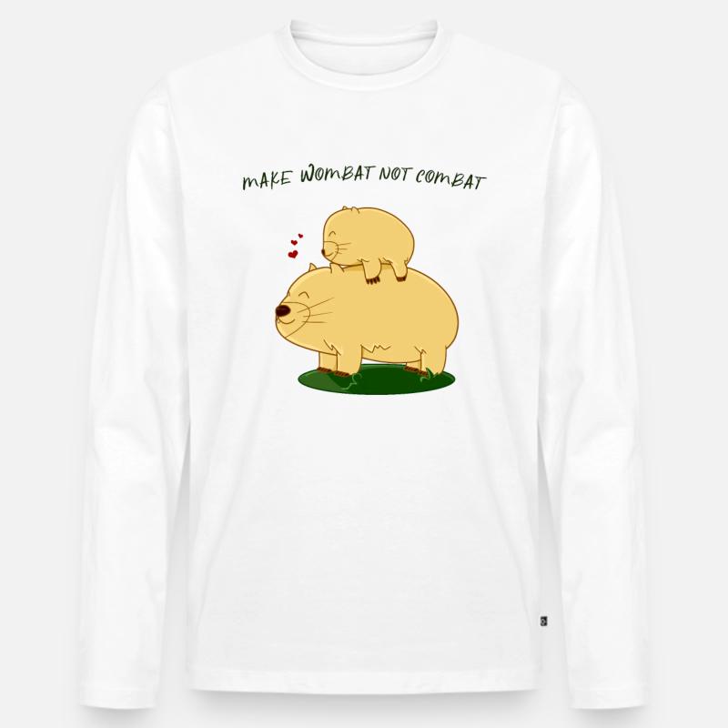 Wombat - Männer Premium Bio Langarmshirt - Weiß