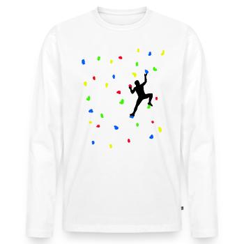 Mur de blocs à motifs de blocs avec des blocs colorés - T-shirt manches longues Premium bio Homme - blanc - Devant - Nico (187cm)