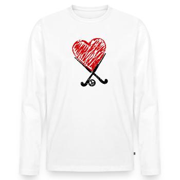 Hockey de terrain LOVE cool cadeau - T-shirt manches longues Premium bio Homme - blanc - Devant - Nico (187cm)