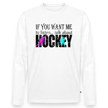 hockey de terrain cool proverbe cadeau joueur entraîneur - T-shirt manches longues Premium bio Homme - blanc - Devant - Nico (187cm)