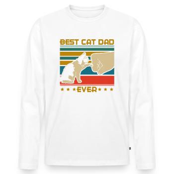 Meilleur papa chat qui ait jamais dit chat - T-shirt manches longues Premium bio Homme - blanc - Devant - Nico (187cm)