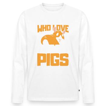 Juste une fille qui aime les cochons d'Inde - T-shirt manches longues Premium bio Homme - blanc - Devant - Nico (187cm)