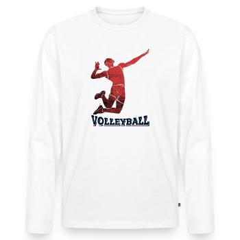 Volleyball Mann Aufschlag - Männer Premium Bio Langarmshirt - Weiß - Vorne - Nico (187cm)