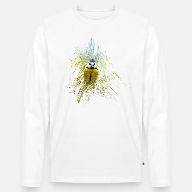 Vogel - Männer Premium Bio Langarmshirt - Weiß