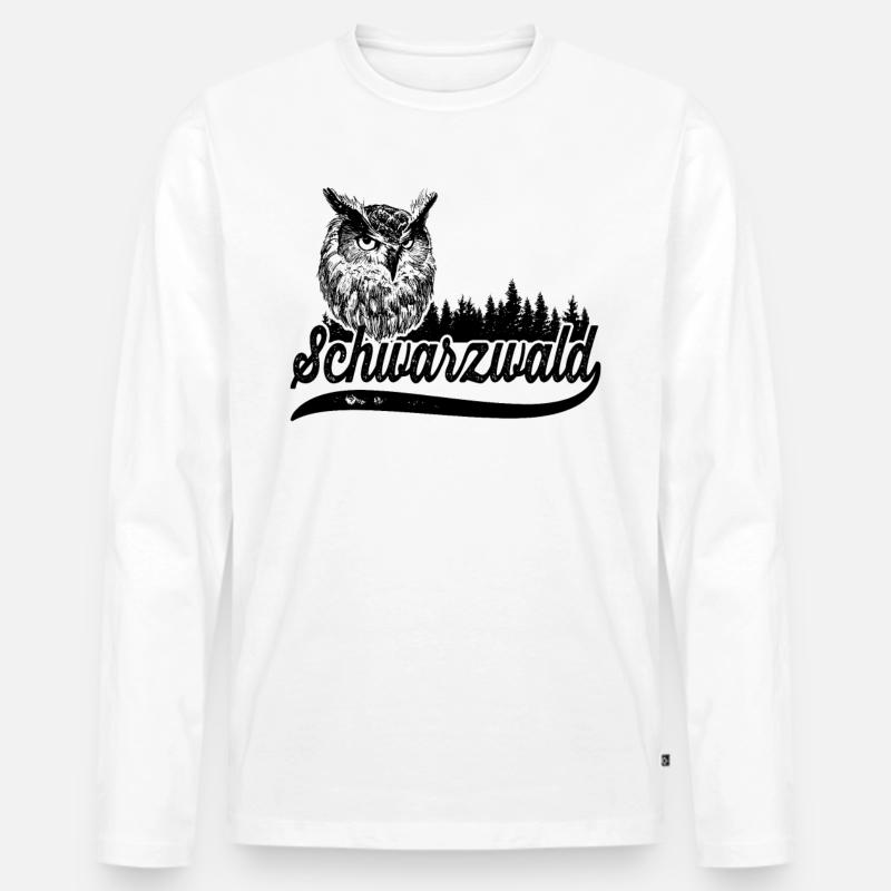Schwarzwald Eule - Männer Premium Bio Langarmshirt - Weiß