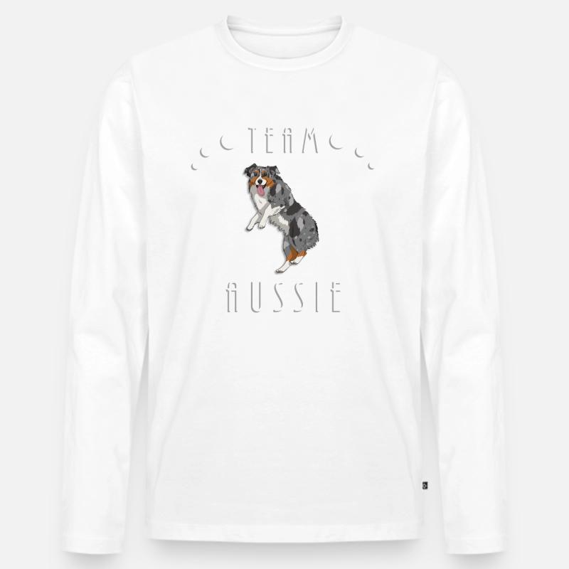 Team Aussie - Blue Merle (Bobtail) - Männer Premium Bio Langarmshirt - Weiß