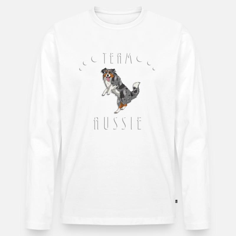 Team Aussie - Blue Merle (mit Schwanz) - Männer Premium Bio Langarmshirt - Weiß