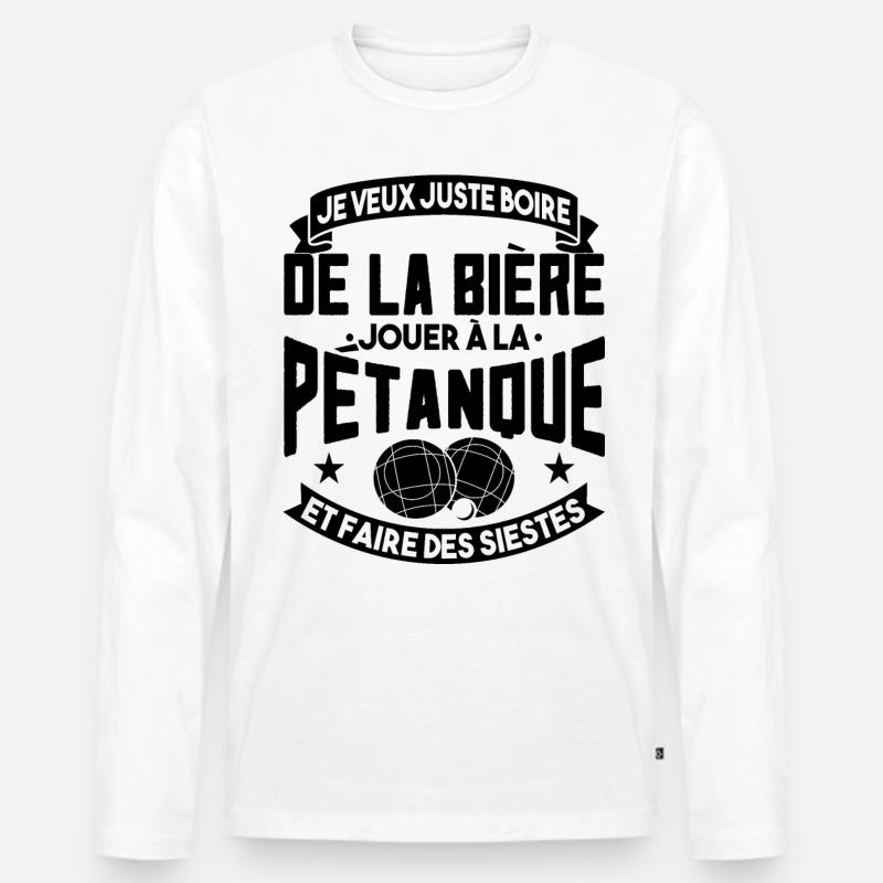Petanque Geschenk - Männer Premium Bio Langarmshirt - Weiß