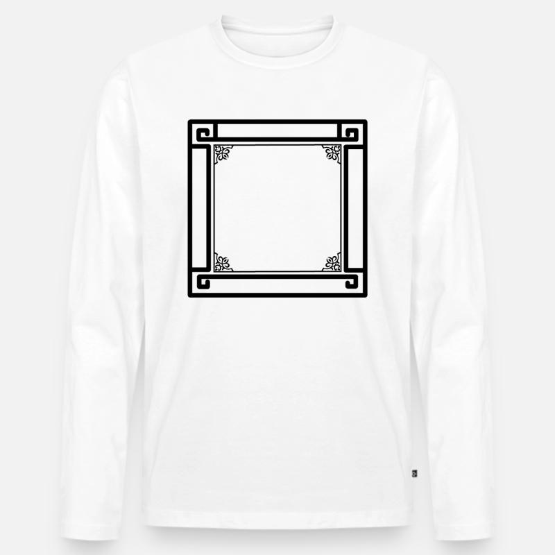 schwarzer Rahmen mit Ornamenten - Männer Premium Bio Langarmshirt - Weiß