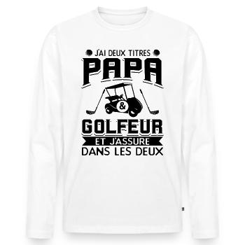 Je Suis Un Papa Golfeur - T-shirt manches longues Premium bio Homme - blanc - Devant - Nico (187cm)