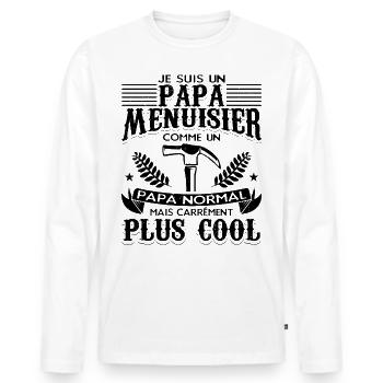 Papa Menuisier - T-shirt manches longues Premium bio Homme - blanc - Devant - Nico (187cm)