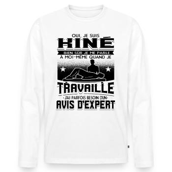 Kinésithérapeute Humour Kinésithérapie Kiné - T-shirt manches longues Premium bio Homme - blanc - Devant - Nico (187cm)