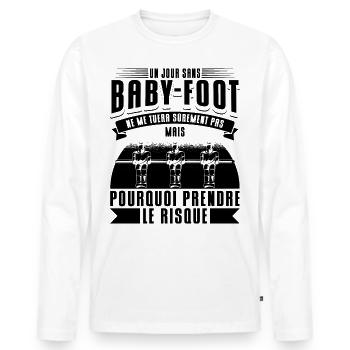 Baby-Foot Humour Baby Foot - T-shirt manches longues Premium bio Homme - blanc - Devant - Nico (187cm)