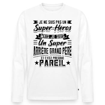 Arrière-grand-père Humour - T-shirt manches longues Premium bio Homme - blanc - Devant - Nico (187cm)