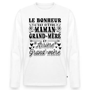 Arrière-Grand-Mère - T-shirt manches longues Premium bio Homme - blanc - Devant - Nico (187cm)
