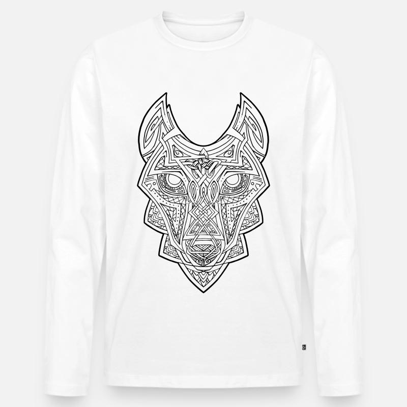 Celtic Wolf schwarz - Männer Premium Bio Langarmshirt - Weiß
