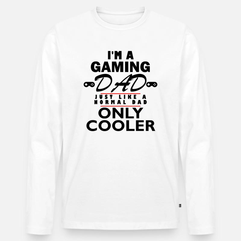 Gaming Dad - Männer Premium Bio Langarmshirt - Weiß