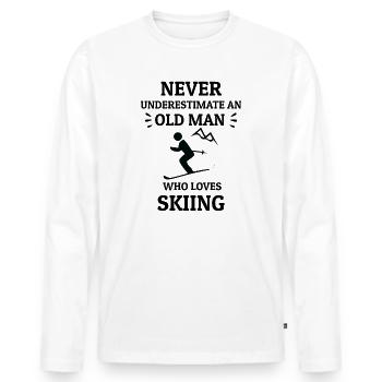 SKIING OLD MAN - Men's Premium Organic Long Sleeve Shirt - white - Front - Nico (187cm)