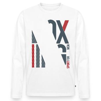 boxe - T-shirt manches longues Premium bio Homme - blanc - Devant - Nico (187cm)