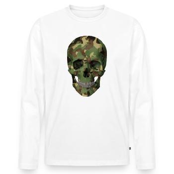Camouflage Skull - Men's Premium Organic Long Sleeve Shirt - white - Front - Nico (187cm)