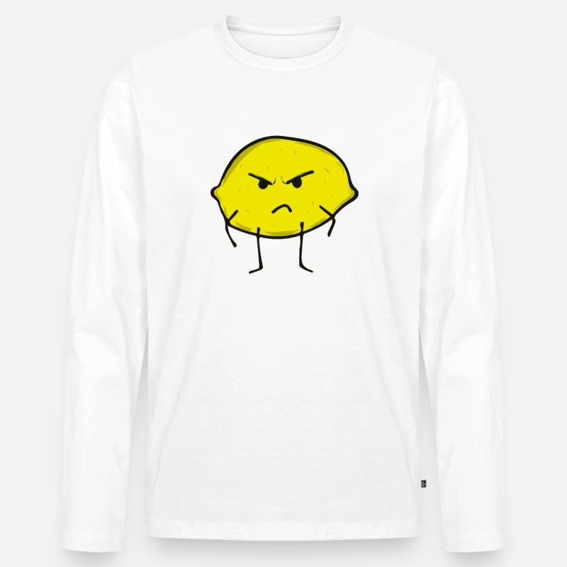 Zitrone - Männer Premium Bio Langarmshirt - Weiß