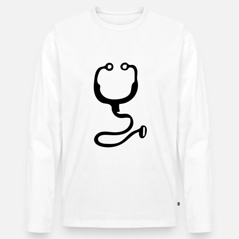 Stethoskop - Männer Premium Bio Langarmshirt - Weiß