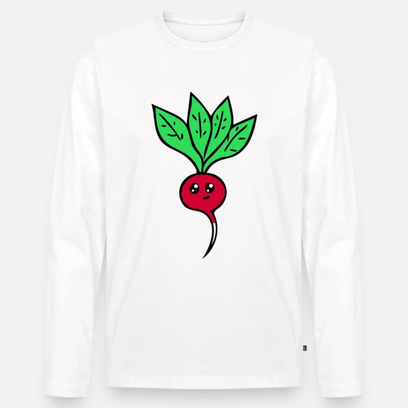 Radieschen - Männer Premium Bio Langarmshirt - Weiß