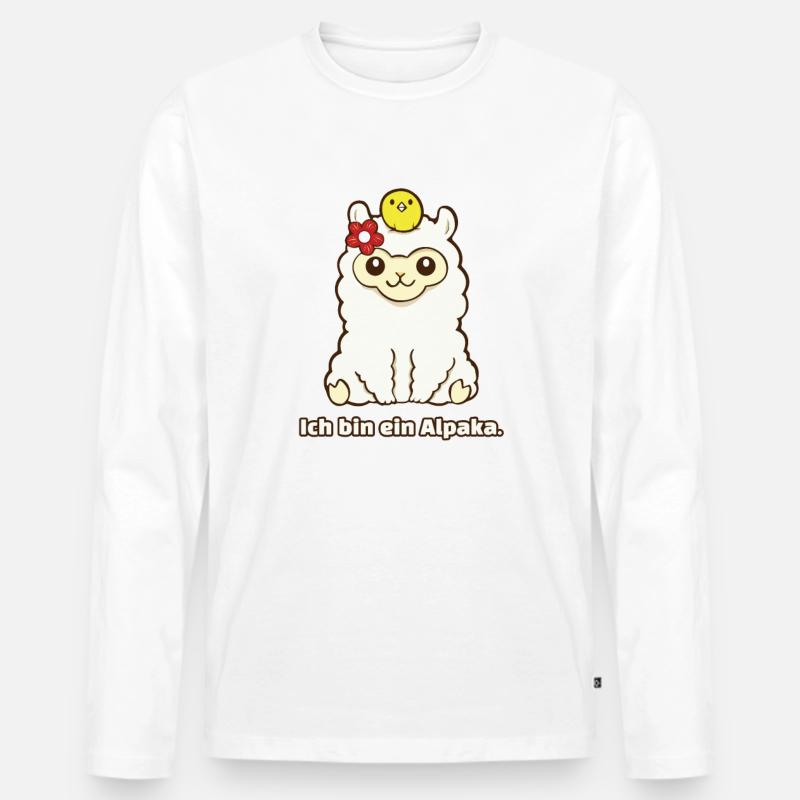Ich bin ein Alpaka! - Männer Premium Bio Langarmshirt - Weiß