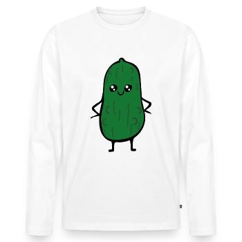 Sour Cucumber - Funny - Men's Premium Organic Long Sleeve Shirt - white - Front - Nico (187cm)