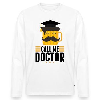 Doktorin Doktorarbeit Doktorin Robe Doktor - Männer Premium Bio Langarmshirt - Weiß - Vorne - Nico (187cm)