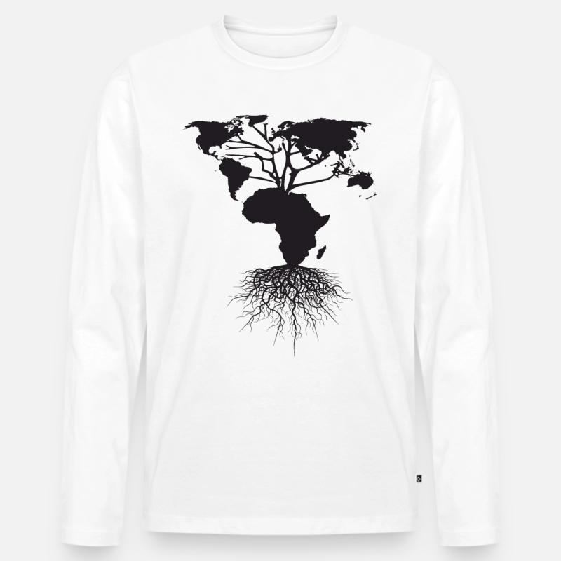Afrika Kleidung - Männer Premium Bio Langarmshirt - Weiß