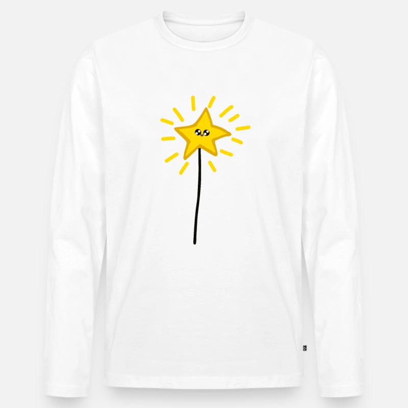 Zauberstab - Männer Premium Bio Langarmshirt - Weiß
