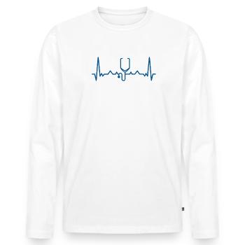 Herzschlag Doktor Arzt - Männer Premium Bio Langarmshirt - Weiß - Vorne - Nico (187cm)