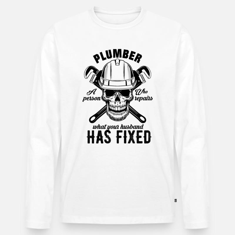 Klempner - Männer Premium Bio Langarmshirt - Weiß