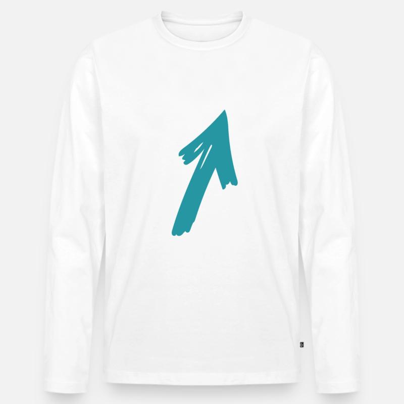 Pfeil - Männer Premium Bio Langarmshirt - Weiß