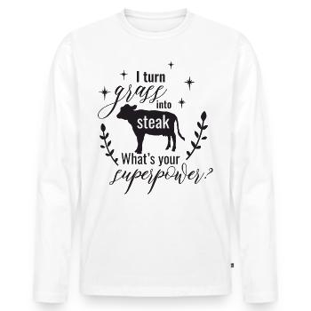 308 Kuh-Liebhaber-Design Fleisch Bauer Geschenk lustig cool - Männer Premium Bio Langarmshirt - Weiß - Vorne - Nico (187cm)