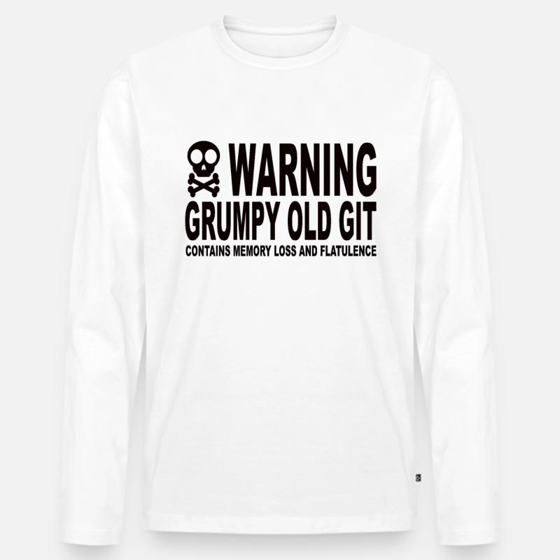 Warning Grumpy Old Git - T-shirt manches longues Premium bio Homme - blanc