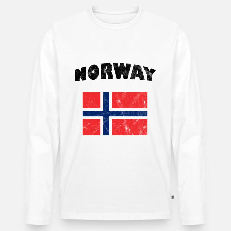 Norwegen Flagge - Männer Premium Bio Langarmshirt - Weiß