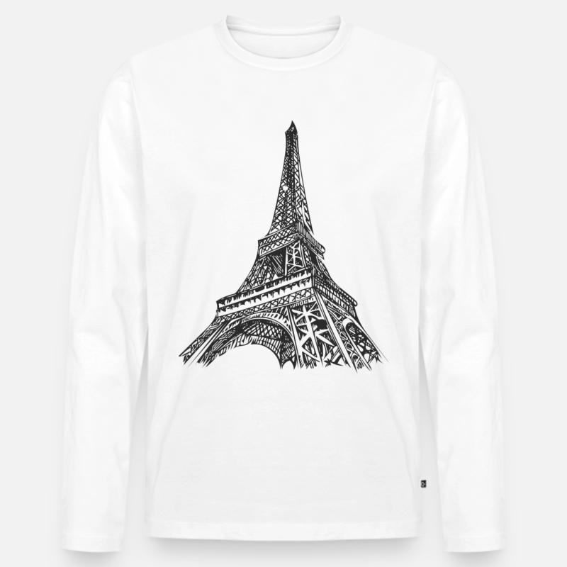 eifel Turm - Männer Premium Bio Langarmshirt - Weiß