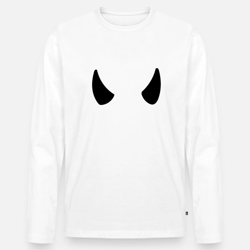 Hörner - Männer Premium Bio Langarmshirt - Weiß