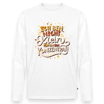 Ich bin nicht klein Ich bin ein Konzentrat - Männer Premium Bio Langarmshirt - Weiß - Vorne - Nico (187cm)