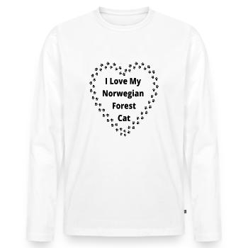 I Love My Norwegian Forest Cat Paw Prints - Men's Premium Organic Long Sleeve Shirt - white - Front - Nico (187cm)