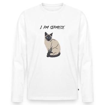 Je suis un chat siamois - T-shirt manches longues Premium bio Homme - blanc - Devant - Nico (187cm)