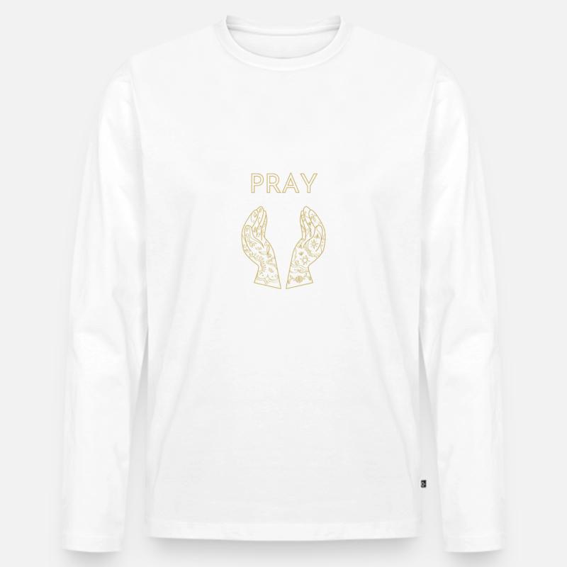 Pray Islam Allah Mekka - Männer Premium Bio Langarmshirt - Weiß