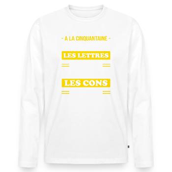 RECONNAÎTRE LES CONS DE LOIN - T-shirt manches longues Premium bio Homme - blanc - Devant - Nico (187cm)